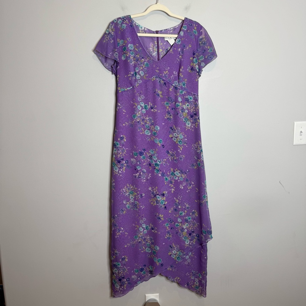 VTG Y2K Babydoll Midi Dress Asymmetrical Hem Size 10 Fairycore Indie Ethereal - Picture 2 of 8